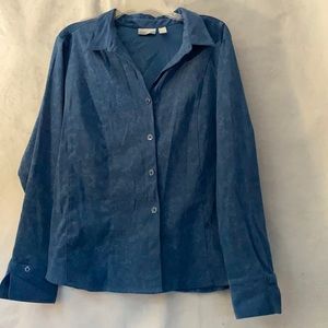 Cascade Blue Faux Suede Long Sleeve Shirt